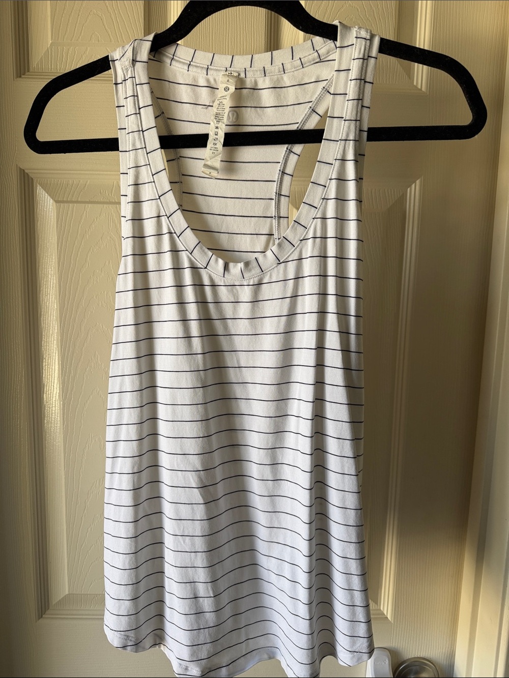 lululemon athletica White Tank Top with Black Pinstripes
